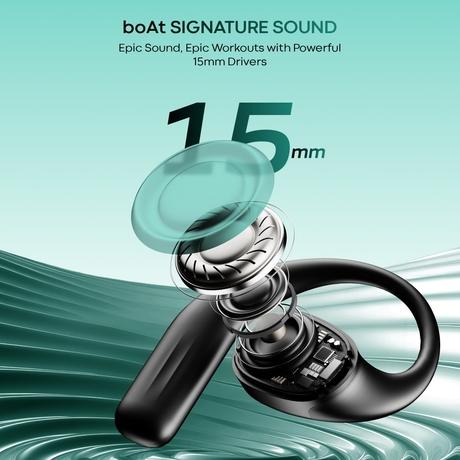 boAt Airdopes Progear Open Ear Ear Buds with Air Conduction Technology, 4 Mics with AI-ENx, 100 hrs Playback, 15 mm Drivers, Secure Fit, Beast Mode with 40 ms Latency, ASAP Charge (Active Black)-2