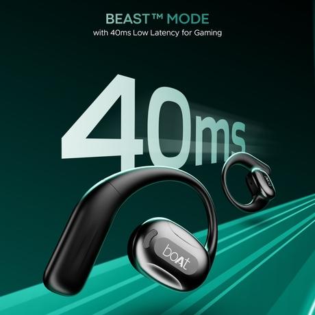 boAt Airdopes Progear Open Ear Ear Buds with Air Conduction Technology, 4 Mics with AI-ENx, 100 hrs Playback, 15 mm Drivers, Secure Fit, Beast Mode with 40 ms Latency, ASAP Charge (Active Black)-5