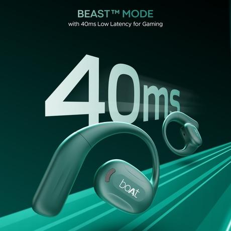 boAt Airdopes Progear Open Ear Ear Buds with Air Conduction Technology, 4 Mics with AI-ENx, 100 hrs Playback, 15 mm Drivers, Secure Fit, Beast Mode with 40 ms Latency, ASAP Charge (Sporty Green)-5