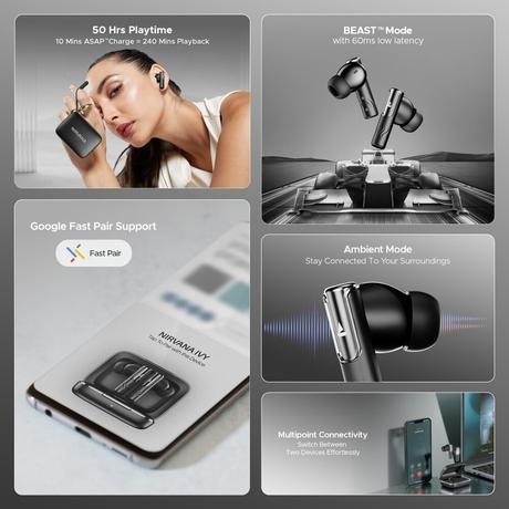 boAt Nirvana Ivy In Ear TWS Earbuds with 50 dB Hybrid ANC, Dynamic Head Tracking, 360 Spatial Audio, In-Ear Detection & Multi Point Connectivity (Gunmetal Black)-2