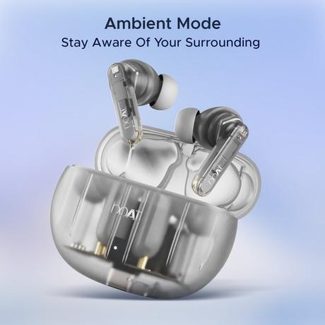 boAt Airdopes 191 ANC in-ear earbuds with 60 Hrs Playtime, 4 Mics with ENx Tech, 32 dB ANC, Ambient Mode, Seamless In-ear detection, 13 mm drivers & Bluetooth v5.3 (Pellucid White)-6