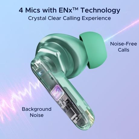 boAt Airdopes 191 ANC in-ear earbuds with 60 Hrs Playtime, 4 Mics with ENx Tech, 32 dB ANC, Ambient Mode, Seamless In-ear detection, 13 mm drivers & Bluetooth v5.3 (Pellucid Green)-2