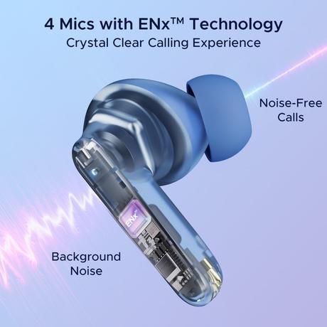 boAt Airdopes 191 ANC in-ear earbuds with 60 Hrs Playtime, 4 Mics with ENx Tech, 32 dB ANC, Ambient Mode, Seamless In-ear detection, 13 mm drivers & Bluetooth v5.3 (Pellucid Blue)-2