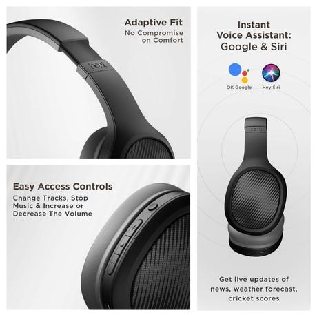 boAt Rockerz 460 Wireless Over Ear Headphones with Up to 30 hrs Playtime, 40 mm Drivers, BEAST Mode, ENx, Dual Pairing, BT v5.2, Instant Voice Assistant, Adaptive Fit (Active Black)-4