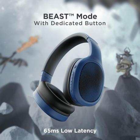 boAt Rockerz 460 Wireless Over Ear Headphones with Up to 30 hrs Playtime, 40 mm Drivers, BEAST Mode, ENx, Dual Pairing, BT v5.2, Instant Voice Assistant, Adaptive Fit (Bold Blue)-2