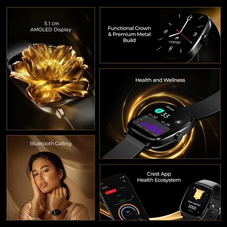 boAt Ultima Regal Smart Watch with 5.10 cm (2.01 inch) AMOLED Display Functional Crown, Watch Face Studio, Emergency SOS, BT Calling, 100+ Sports Modes (Active Black)-7