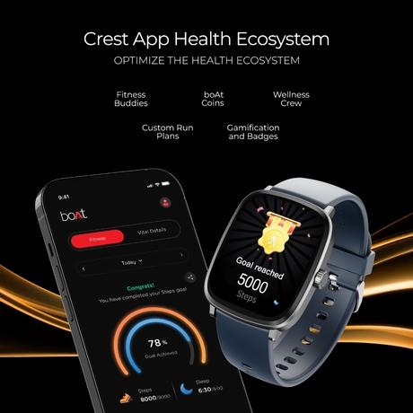 boAt Ultima Regal Smart Watch with 5.10 cm (2.01 inch) AMOLED Display Functional Crown, Watch Face Studio, Emergency SOS, BT Calling, 100+ Sports Modes (Sapphire Blue-5