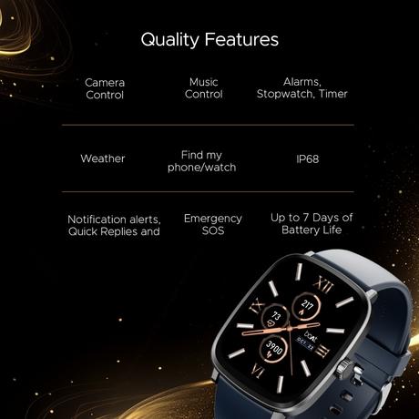 boAt Ultima Regal Smart Watch with 5.10 cm (2.01 inch) AMOLED Display Functional Crown, Watch Face Studio, Emergency SOS, BT Calling, 100+ Sports Modes (Sapphire Blue-6