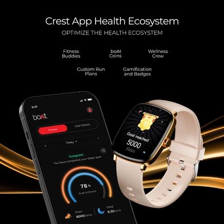 boAt Ultima Regal Smart Watch with 5.10 cm (2.01 inch) AMOLED Display Functional Crown, Watch Face Studio, Emergency SOS, BT Calling, 100+ Sports Modes (Cherry Blossom)-5