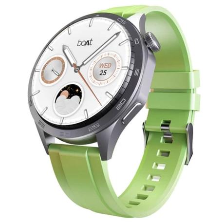boAt Enigma Radiant Smart Watch 3.63 cm (1.43 inch) Large HD Display, Luxurious Metal Body Design with Functional Crown, Seamless Bluetooth Calling, Health & Wellness Tracking, 200+ Cloud Watch Faces (Olive Green)-0