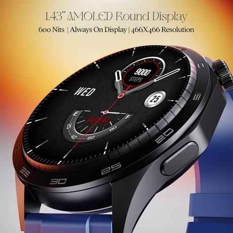 boAt Enigma Radiant Smart Watch 3.63 cm (1.43 inch) Large HD Display, Luxurious Metal Body Design with Functional Crown, Seamless Bluetooth Calling, Health & Wellness Tracking, 200+ Cloud Watch Faces (Deep Blue)-1