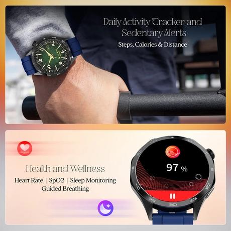 boAt Enigma Radiant Smart Watch 3.63 cm (1.43 inch) Large HD Display, Luxurious Metal Body Design with Functional Crown, Seamless Bluetooth Calling, Health & Wellness Tracking, 200+ Cloud Watch Faces (Deep Blue)-5