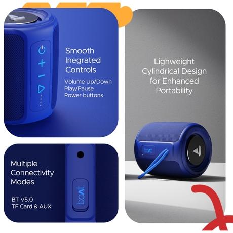 boAt Stone 352 Bluetooth Speaker with 10 W RMS Stereo Sound, IPX7 Water Resistance, TWS Feature, Up to 12 H Total Playtime, Multi-Compatibility Modes and Type-C Charging (Vibing Blue)-6