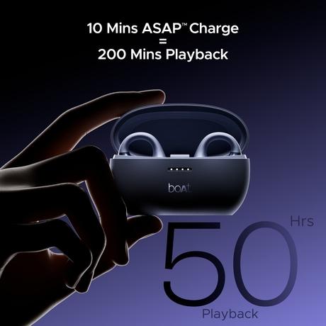 boAt Airdopes Loop With Clip-On Fit, Air Conduction Tech, 50 hrs Playback, 4 Mics with ENx, Dual EQ Modes, 12 mm Drivers, Beast Mode with 40 ms Latency, ASAP Charge (Lavender Mist)-13