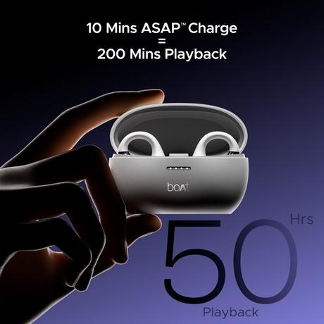 boAt Airdopes Loop With Clip-On Fit, Air Conduction Tech, 50 hrs Playback, 4 Mics with ENx, Dual EQ Modes, 12 mm Drivers, Beast Mode with 40 ms Latency, ASAP Charge (Pearl White)-13