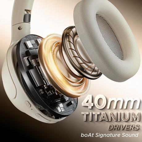 boAt Rockerz 551 ANC Pro Bluetooth Headphone With 42 dB Adaptive ANC, 72 Hours Plackback, 40 mm drivers, Enx Tech, Beast Mode, BT v5.4, Foldable Cups (Hazel Beige)-11
