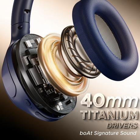 boAt Rockerz 551 ANC Pro Bluetooth Headphone With 42 dB Adaptive ANC, 72 Hours Plackback, 40 mm drivers, Enx Tech, Beast Mode, BT v5.4, Foldable Cups (Bold Blue)-10