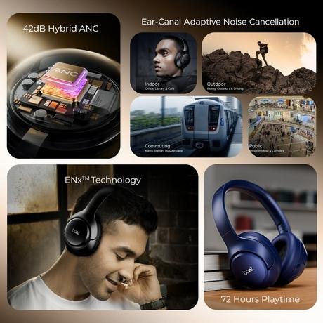boAt Rockerz 551 ANC Pro Bluetooth Headphone With 42 dB Adaptive ANC, 72 Hours Plackback, 40 mm drivers, Enx Tech, Beast Mode, BT v5.4, Foldable Cups (Cosmic Black)-5