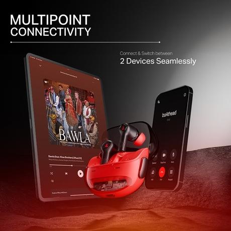 boAt Nirvana Crystl, Transparent Case, Spatial Audio, ANC ( Up to 32 dB), 100 Hrs Battery, 4 Mics ENx, Dual Pair, App Support, Bluetooth Earbuds, TWS Ear Buds Wireless Earphones with mic (Blazing Red)-6