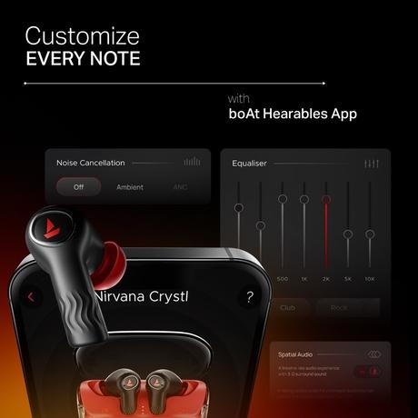 boAt Nirvana Crystl, Transparent Case, Spatial Audio, ANC ( Up to 32 dB), 100 Hrs Battery, 4 Mics ENx, Dual Pair, App Support, Bluetooth Earbuds, TWS Ear Buds Wireless Earphones with mic (Blazing Red)-9