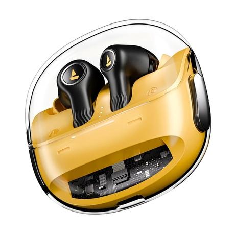 boAt Nirvana Crystl, Transparent Case, Spatial Audio, ANC ( Up to 32 dB), 100 Hrs Battery, 4 Mics ENx, Dual Pair, App Support, Bluetooth Earbuds, TWS Ear Buds Wireless Earphones with mic (Yellow Pop)-0