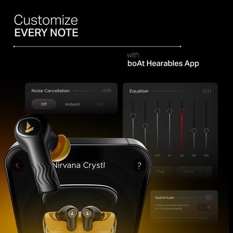 boAt Nirvana Crystl, Transparent Case, Spatial Audio, ANC ( Up to 32 dB), 100 Hrs Battery, 4 Mics ENx, Dual Pair, App Support, Bluetooth Earbuds, TWS Ear Buds Wireless Earphones with mic (Yellow Pop)-10