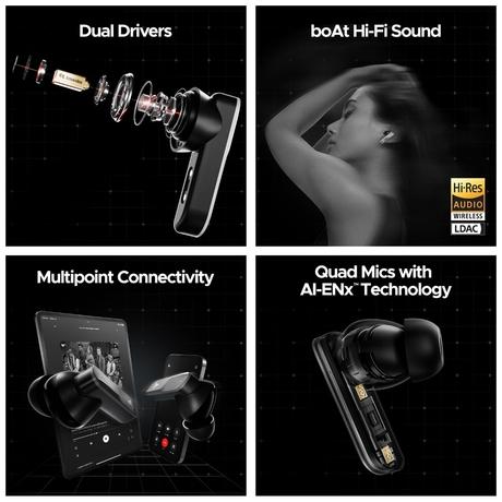 boAt Nirvana X TWS, Knowles Dual Drivers, Hi-Res Audio LDAC, App Support, ENx, Dual Pair, Spatial Audio, Fast Charge, Bluetooth Earbuds, TWS Ear Buds Wireless Earphones with mic (Cosmic Onyx)-5