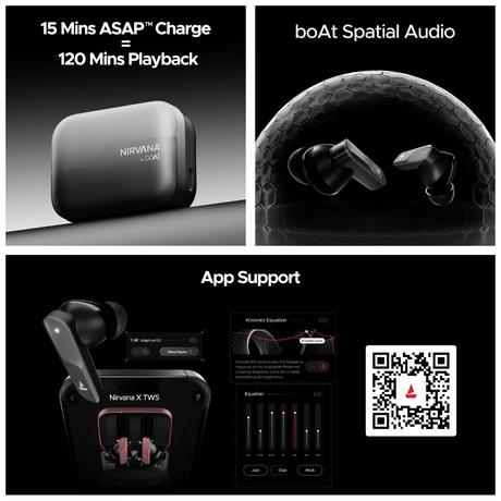 boAt Nirvana X TWS, Knowles Dual Drivers, Hi-Res Audio LDAC, App Support, ENx, Dual Pair, Spatial Audio, Fast Charge, Bluetooth Earbuds, TWS Ear Buds Wireless Earphones with mic (Cosmic Onyx)-6
