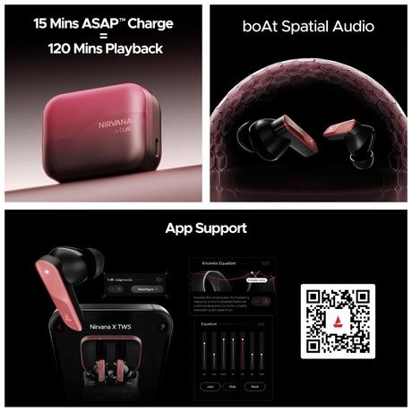 boAt Nirvana X TWS, Knowles Dual Drivers, Hi-Res Audio LDAC, App Support, ENx, Dual Pair, Spatial Audio, Fast Charge, Bluetooth Earbuds, TWS Ear Buds Wireless Earphones with mic (Galactic Red)-6