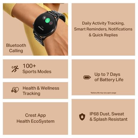 boAt Chrome Horizon Smartwatch, Steel Black-8