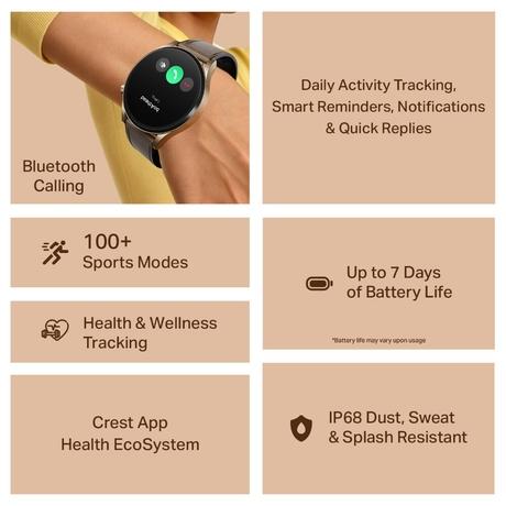 boAt Chrome Horizon Smartwatch, Coco Brown-8
