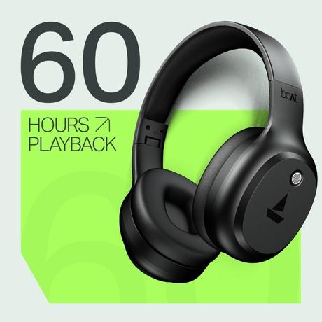 boAt Rockerz 421 Over Ear Bluetooth Wireless Headphones with 60 hours Playback Time, 40 mm Drivers with boAt Signature Sound and Adaptive Fit (Black Sabre)-2