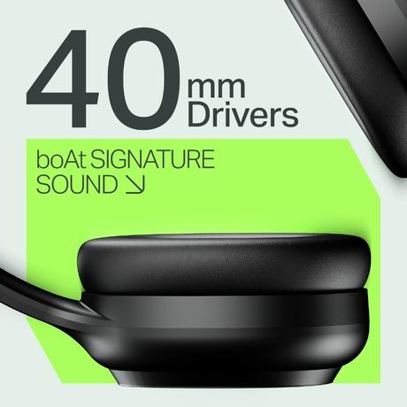 boAt Rockerz 421 Over Ear Bluetooth Wireless Headphones with 60 hours Playback Time, 40 mm Drivers with boAt Signature Sound and Adaptive Fit (Black Sabre)-3