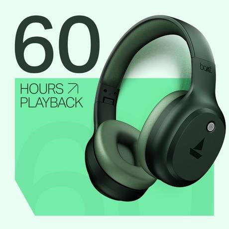 boAt Rockerz 421 Over Ear Bluetooth Wireless Headphones with 60 hours Playback Time, 40 mm Drivers with boAt Signature Sound and Adaptive Fit (Sage Green)-2