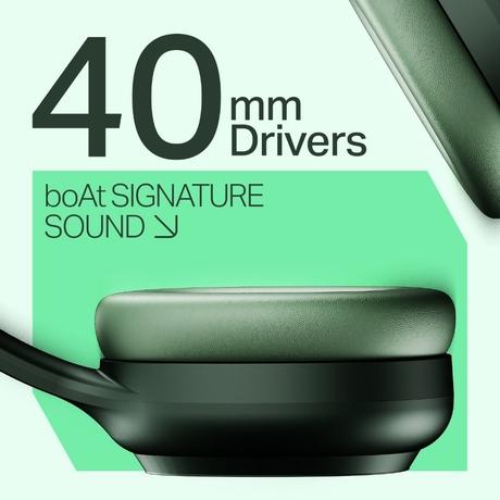 boAt Rockerz 421 Over Ear Bluetooth Wireless Headphones with 60 hours Playback Time, 40 mm Drivers with boAt Signature Sound and Adaptive Fit (Sage Green)-3