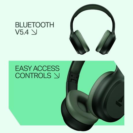 boAt Rockerz 421 Over Ear Bluetooth Wireless Headphones with 60 hours Playback Time, 40 mm Drivers with boAt Signature Sound and Adaptive Fit (Sage Green)-5