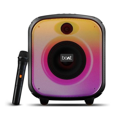 boAt PartyPal 63 Pro Bluetooth Speaker with 30 W Signature Sound, Karaoke with Mic, Customizable RGB LEDs, Wireless Mic, Upto 8 hrs Playback, BT v5.3, TWS Mode, Bass Boost, AUX & Port (Midnight Black)-0