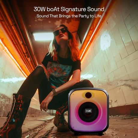 boAt PartyPal 63 Pro Bluetooth Speaker with 30 W Signature Sound, Karaoke with Mic, Customizable RGB LEDs, Wireless Mic, Upto 8 hrs Playback, BT v5.3, TWS Mode, Bass Boost, AUX & Port (Midnight Black)-2