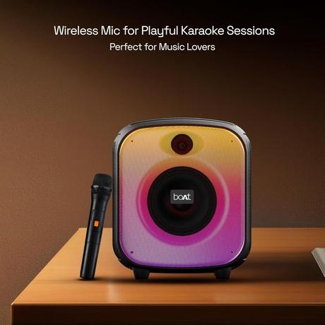 boAt PartyPal 63 Pro Bluetooth Speaker with 30 W Signature Sound, Karaoke with Mic, Customizable RGB LEDs, Wireless Mic, Upto 8 hrs Playback, BT v5.3, TWS Mode, Bass Boost, AUX & Port (Midnight Black)-5