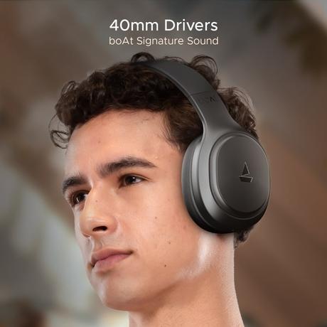 boAt Rockerz 430 Over Ear Bluetooth Headphones with 40 mm Drivers, 40 Hours Battery, Beast Mode for Low Latency (Iris Black)-2
