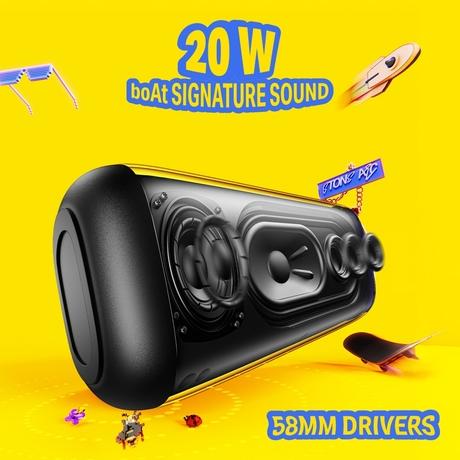 boAt Stone Arc Bluetooth Speaker with 20 W Signature Sound, 58 mm Drivers, Upto 12 Hrs Battery, RGB LEDs, TWS Feature, IPX5, BT v5.4 (Black Phoenix)-1
