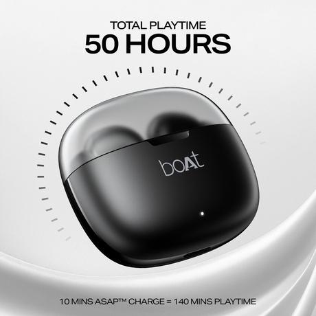 boAt Airdopes 212 with Tanslucent Lid, 50 Hrs Battery, 45 ms Low Latency, ENx Tech, Fast Charge, Bluetooth (Noir Black)-4