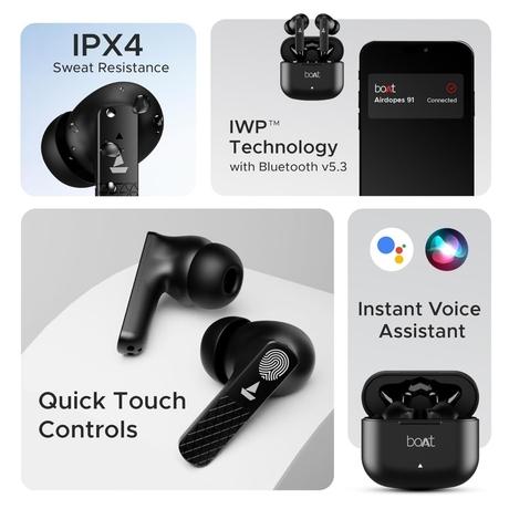 boAt Airdopes Primo in Ear TWS Earbuds with 45 Hours Playback, Fast Charge, Beast Mode, Dual Mics Enx, IPX Bluetooth Earbuds (Active Black)-4