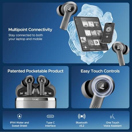 boAt Nirvana Iris Truly Wireless Earbuds, Up to 32 dB Active Noise Cancellation,120 Hrs Playback,Crystal Bionic Sound Powered by HiFi,Beast Mode,ENx Tech,Hearables App (Crystal Black)-8