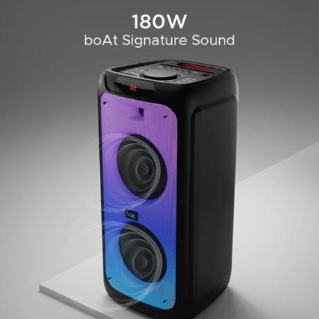 boAt PartyPal 450 with 180 W boAt Signature Sound, Flame LEDs, Playtime upto 6 Hrs, Guitar Input, 2 Mics for Karaoke (Space Black)-5