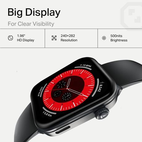 boAt Storm Call 4 India's first Smartwatch with Type-C Charging, 1.96 inch (4.97 cm) HD Display, Functional Crown, BT Calling, Sports Modes, Heart Rate, SpO2, Sleep & Stress Tracking, SOS, IP68 (Active Black)-5