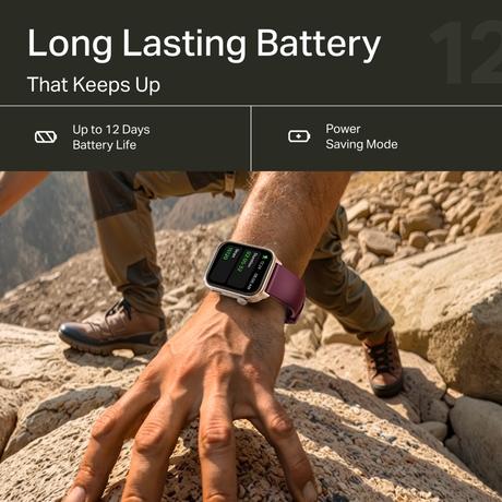 boAt Storm Call 4 India's first Smartwatch with Type-C Charging, 1.96 inch (4.97 cm) HD Display, Functional Crown, BT Calling, Sports Modes, Heart Rate, SpO2, Sleep & Stress Tracking, SOS, IP68 (Velvet Wine)-2
