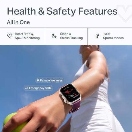 boAt Storm Call 4 India's first Smartwatch with Type-C Charging, 1.96 inch (4.97 cm) HD Display, Functional Crown, BT Calling, Sports Modes, Heart Rate, SpO2, Sleep & Stress Tracking, SOS, IP68 (Velvet Wine)-6