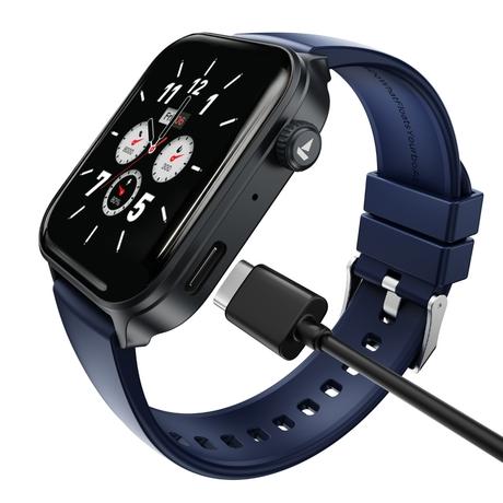 boAt Storm Call 4 India's first Smartwatch with Type-C Charging,1.96 inch (4.97 cm) HD Display, Functional Crown, BT Calling, Sports Modes, Heart Rate, SpO2, Sleep & Stress Tracking, SOS, IP68 (Navy Blue)-0