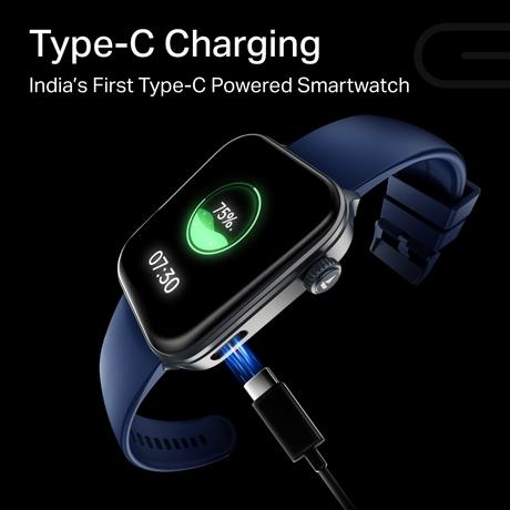 boAt Storm Call 4 India's first Smartwatch with Type-C Charging,1.96 inch (4.97 cm) HD Display, Functional Crown, BT Calling, Sports Modes, Heart Rate, SpO2, Sleep & Stress Tracking, SOS, IP68 (Navy Blue)-3
